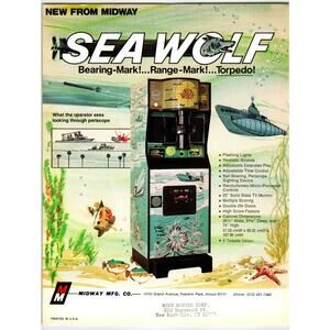 Midway Sea Wolf Arcade Game Flyer Original Sales Ad 1970s Submarine Retro Subs